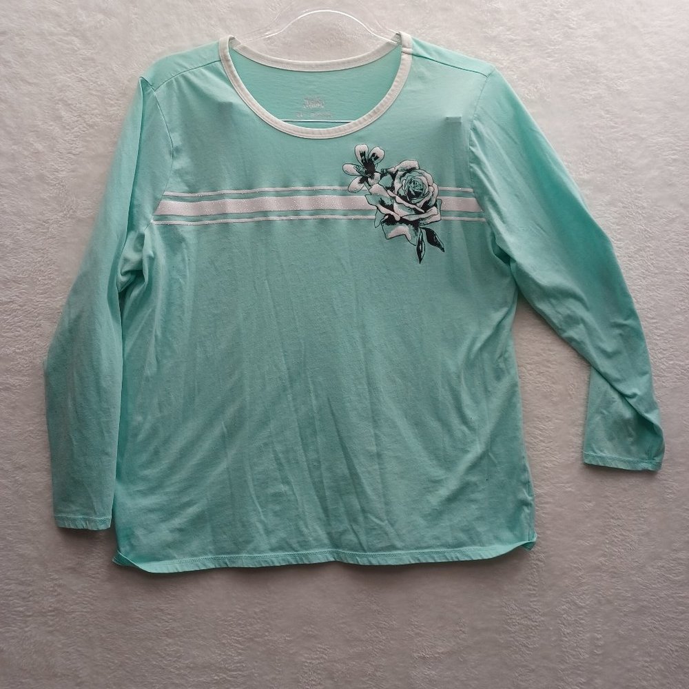 Justice Girls T-shirt Size 24 Long Sleeves Blue Rose